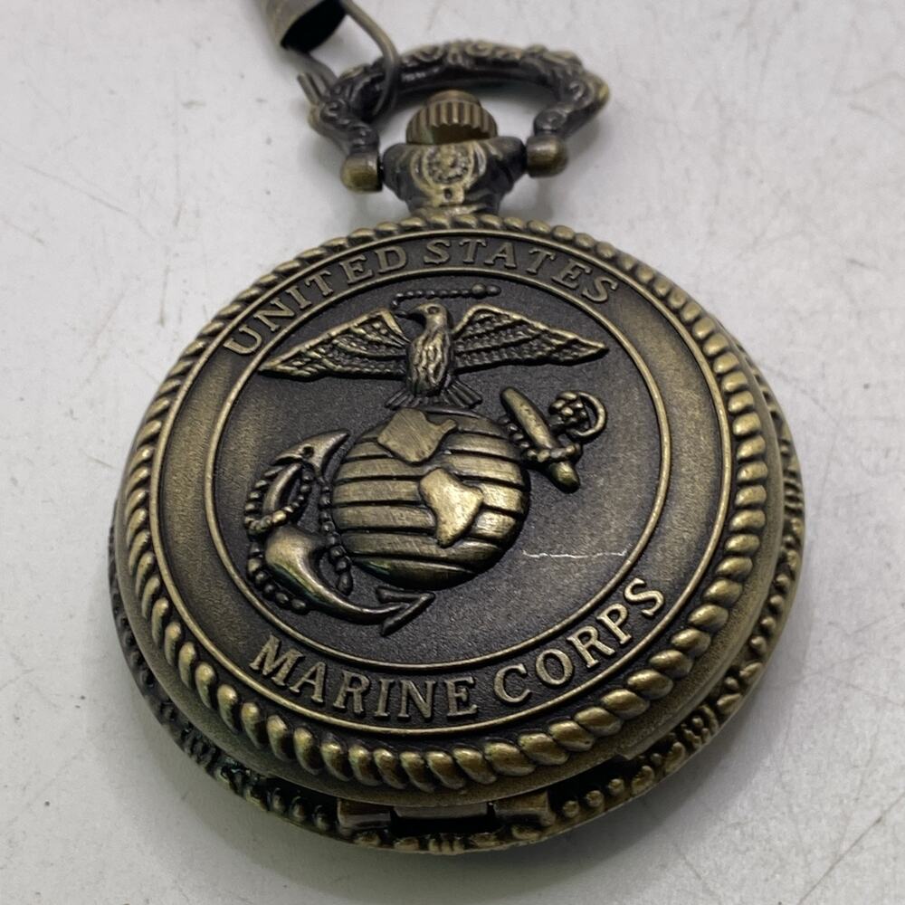 United States Marine Corps Pocket Watch Works New Battery